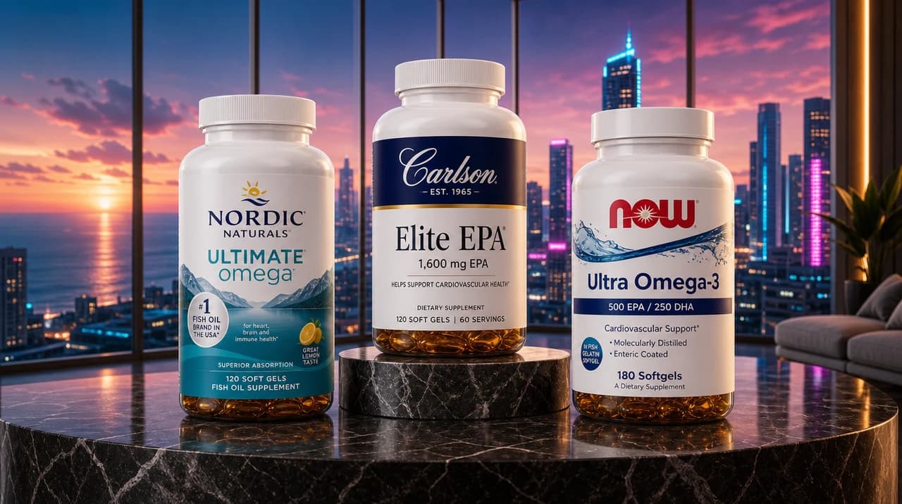 The top-ranked omega-3 supplements, photographed in the SAC studio