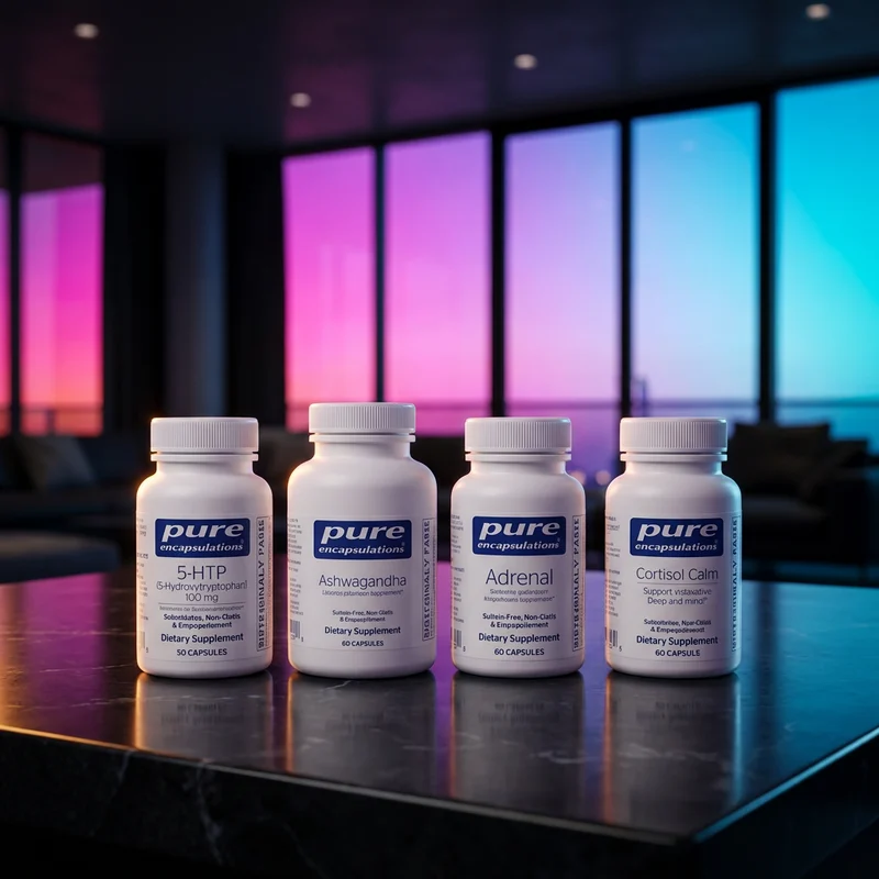 Pure Encapsulations 5-HTP 100 mg, 60 capsules — bottle from Amazon listing