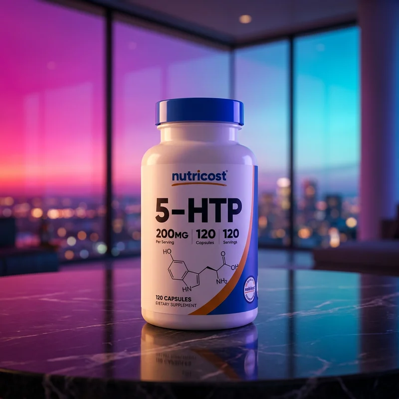Nutricost 5-HTP 200 mg, 120 veg capsules — bottle from Amazon listing