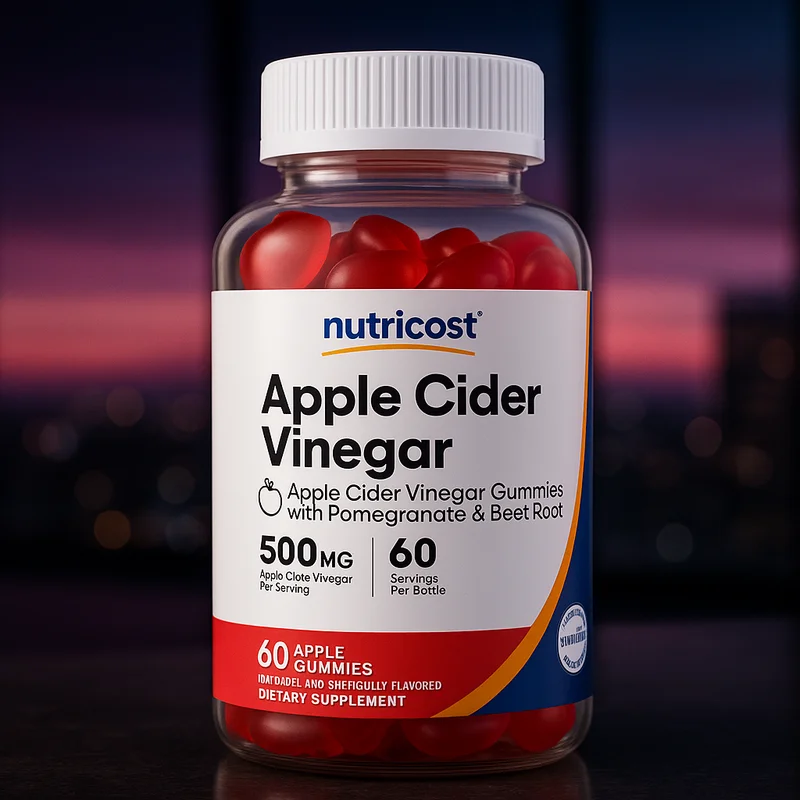 Nutricost Apple Cider Vinegar Gummies, apple flavor, 60 count — from Amazon listing