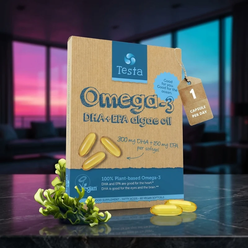 Testa Omega-3 DHA + EPA vegan algae bottle — from the Amazon listing