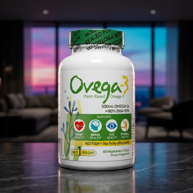 Ovega-3 Vegan Algae Omega-3 500 mg bottle — from the Amazon listing