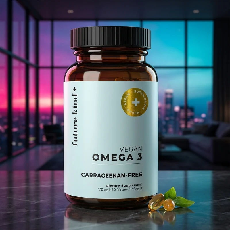 Future Kind Vegan Omega-3 500 mg citrus bottle — from the Amazon listing