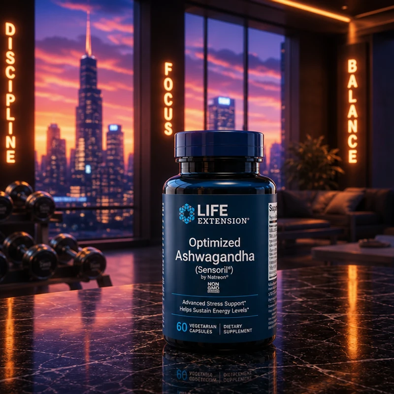 Life Extension Optimized Ashwagandha with Sensoril, 125 mg, 60 capsules — bottle in the SAC bedroom scene