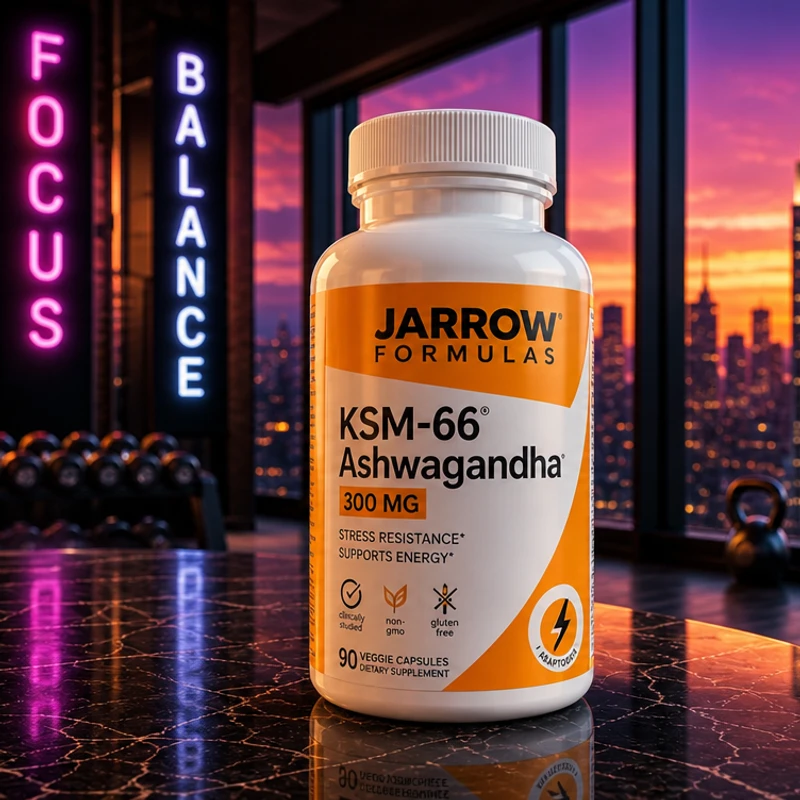 Jarrow Formulas KSM-66 Ashwagandha, 300 mg, 120 veggie capsules — bottle in the SAC bedroom scene