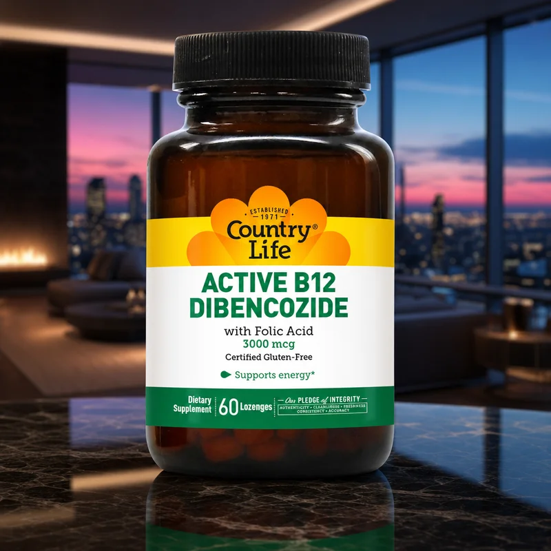 Country Life Active B-12 Dibencozide 3000 mcg with Folic Acid - 60 Sublingual Lozenges
