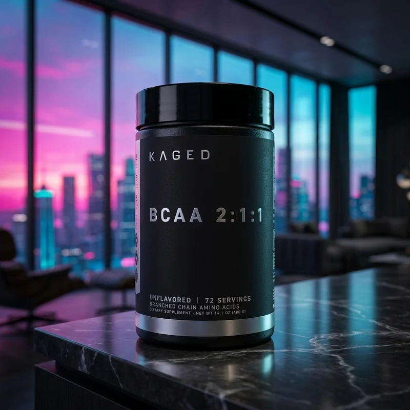 Kaged Fermented BCAA 2:1:1 unflavored tub — vegan plant-fermented BCAA powder, from Amazon listing