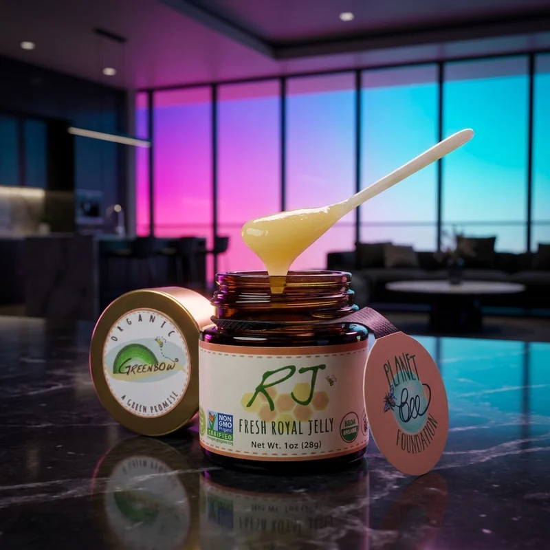 Greenbow Organic Fresh Royal Jelly jar — 28 g USDA Organic, from the Amazon listing