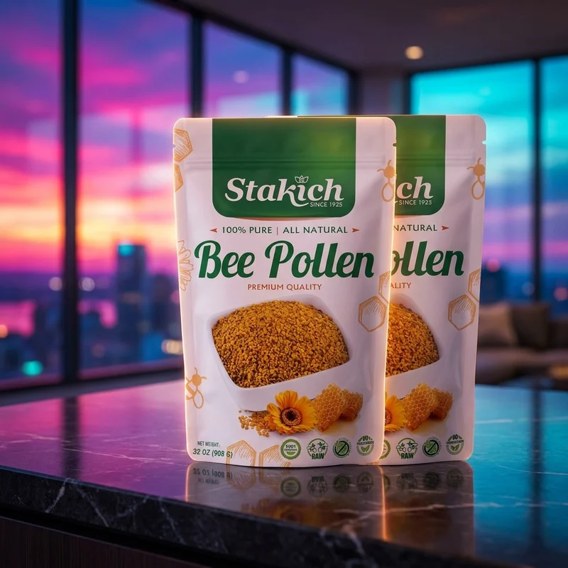 Stakich Bee Pollen Granules 2 lb bag — raw unprocessed, from the Amazon listing