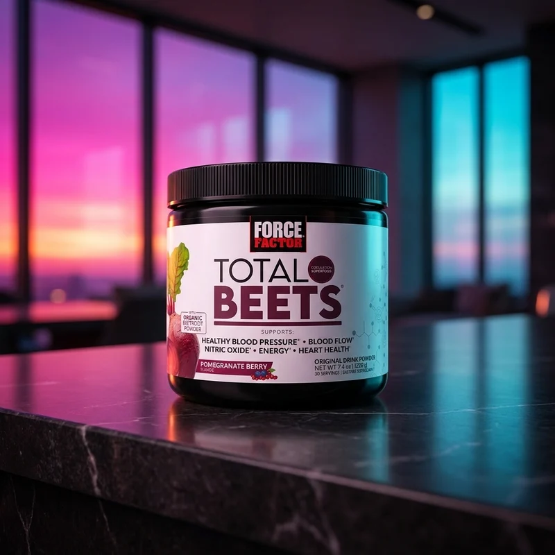 Force Factor Total Beets Superfood Drink Mix canister — from Amazon listing
