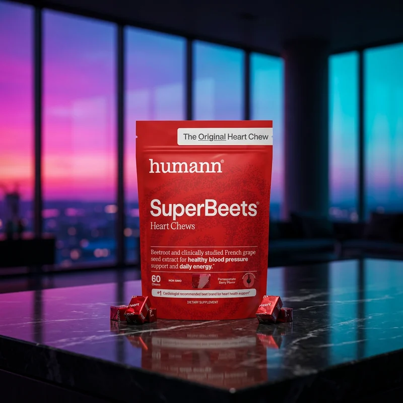HumanN SuperBeets Heart Chews pomegranate-berry pouch — from Amazon listing