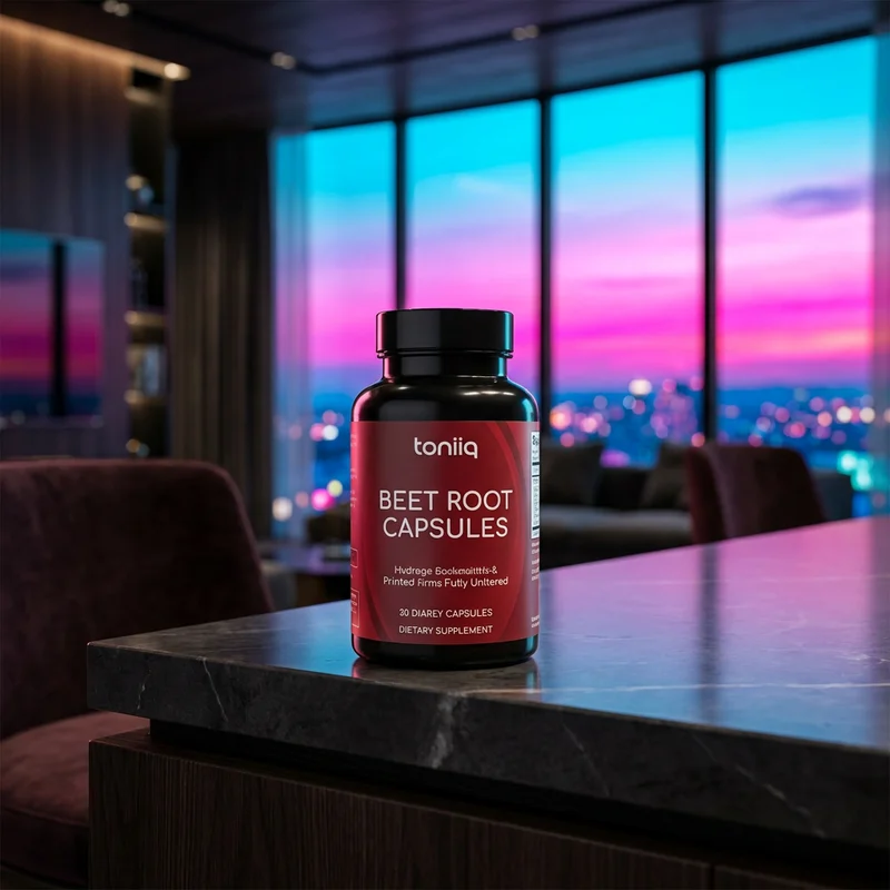 Toniiq 28,000 mg 20x Concentrated Beet Root Extract capsule bottle — from Amazon listing