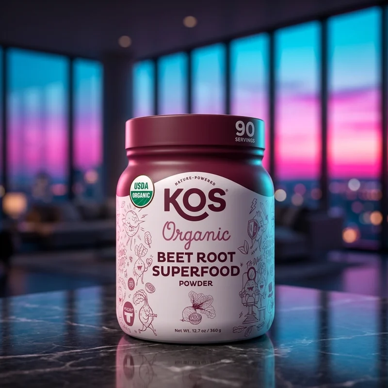 KOS Organic Beet Root Powder jar — from Amazon listing