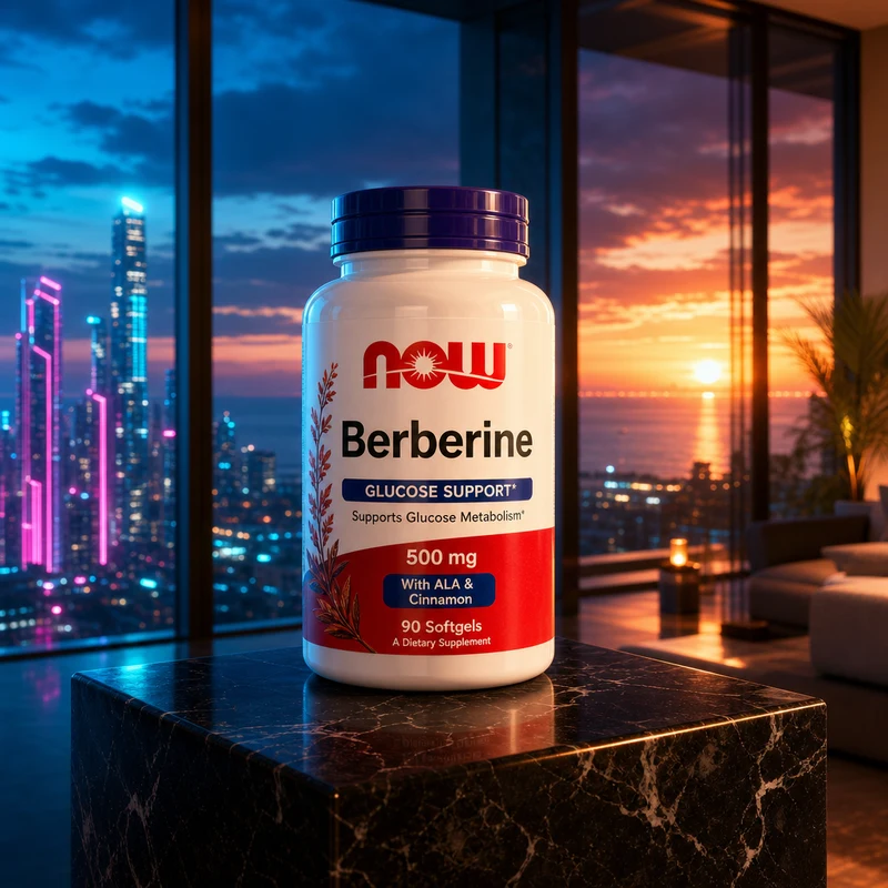 NOW Foods Berberine Glucose Support capsules — the representative product for the berberine blend form