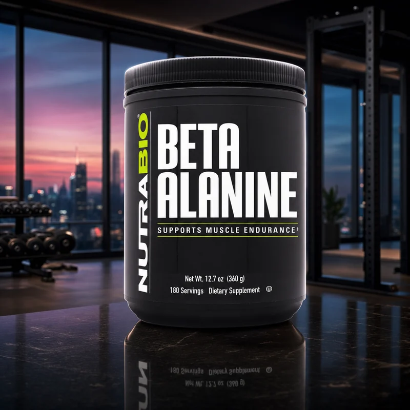 NutraBio Beta-Alanine CarnoSyn unflavored powder, 360 g tub — from the Amazon listing