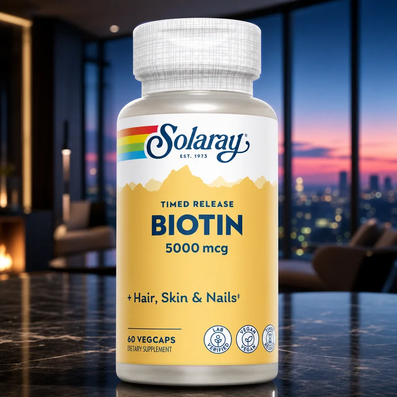 Solaray Timed-Release Biotin 5,000 mcg, 60 VegCaps