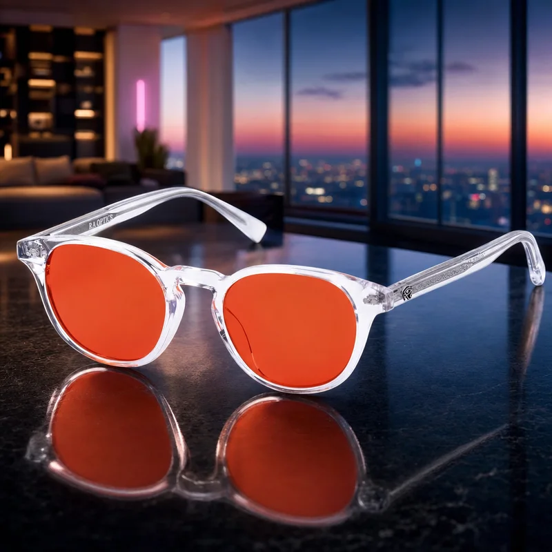 Ra Optics Clyde frame with red/amber Sunset evening lenses — from Amazon listing