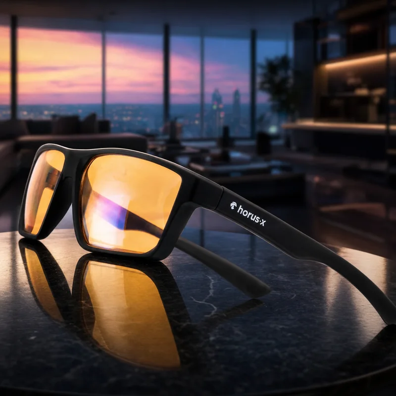 Horus X ONE Amber gaming glasses with light amber lenses — from Amazon listing