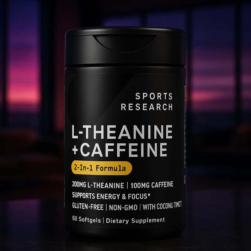 Sports Research L-Theanine with Caffeine & Coconut MCT Oil, 60 liquid softgels — from Amazon listing