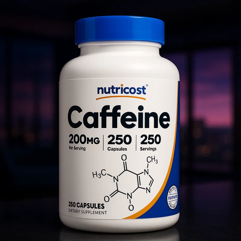 Nutricost Caffeine Pills 200mg, 250 capsules — from Amazon listing