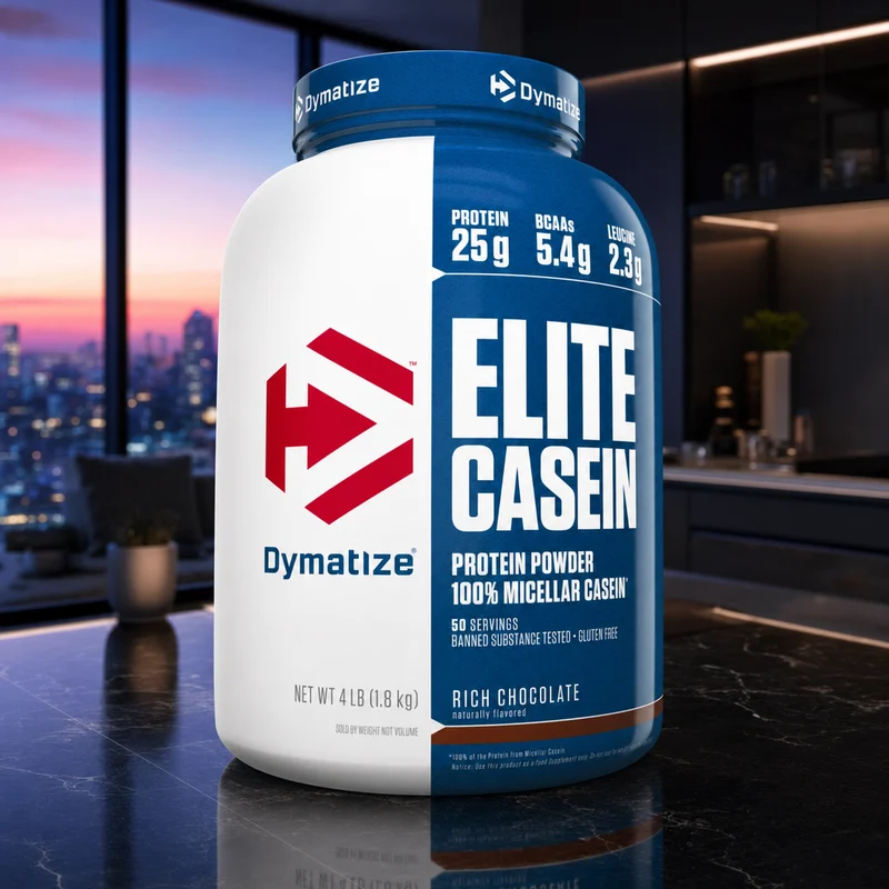 Dymatize Elite Casein Protein Powder, Rich Chocolate, 4 lb tub — from the Amazon listing