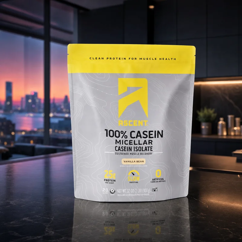 Ascent Native Fuel Micellar Casein Protein Powder, Chocolate, 2 lb tub — from the Amazon listing