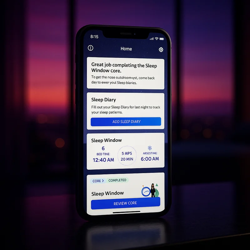 Somryst — the FDA-cleared prescription digital therapeutic for chronic insomnia, on a phone