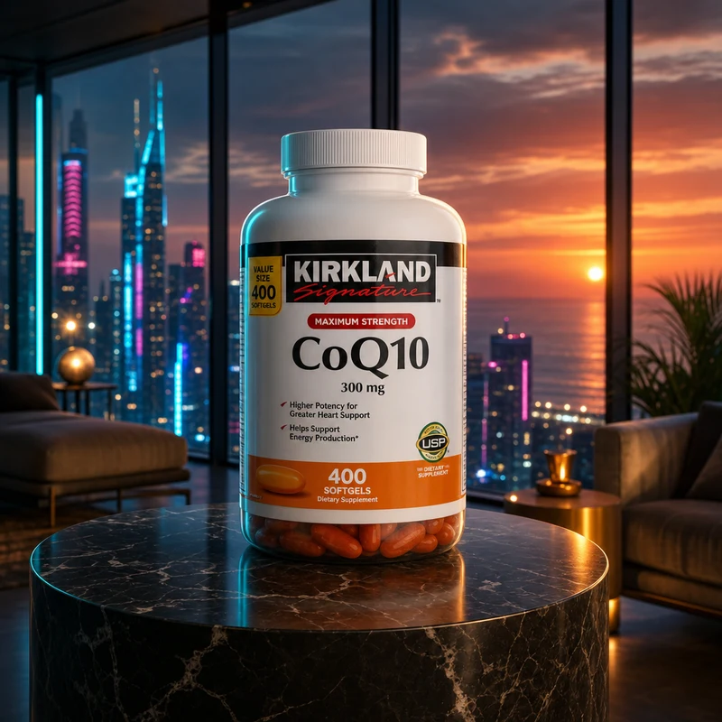 Kirkland Signature CoQ10 300 mg, 75 softgels — bottle from Amazon listing
