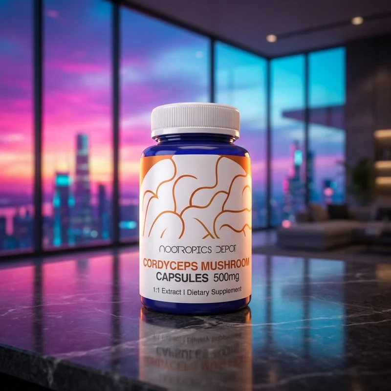 Nootropics Depot Cordyceps militaris whole fruiting body capsules, 500 mg, 60 count — Amazon listing bottle