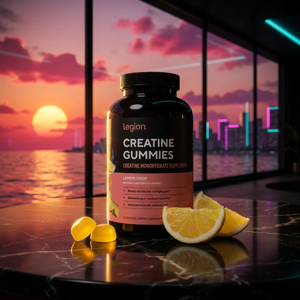 Legion Creatine Monohydrate Gummies, Lemon Drop — naturally sweetened, 5 g per 5-gummy serving