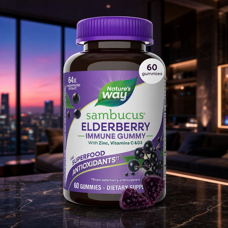 Nature's Way Sambucus Elderberry Gummies (with Vitamin C, D3 & Zinc)