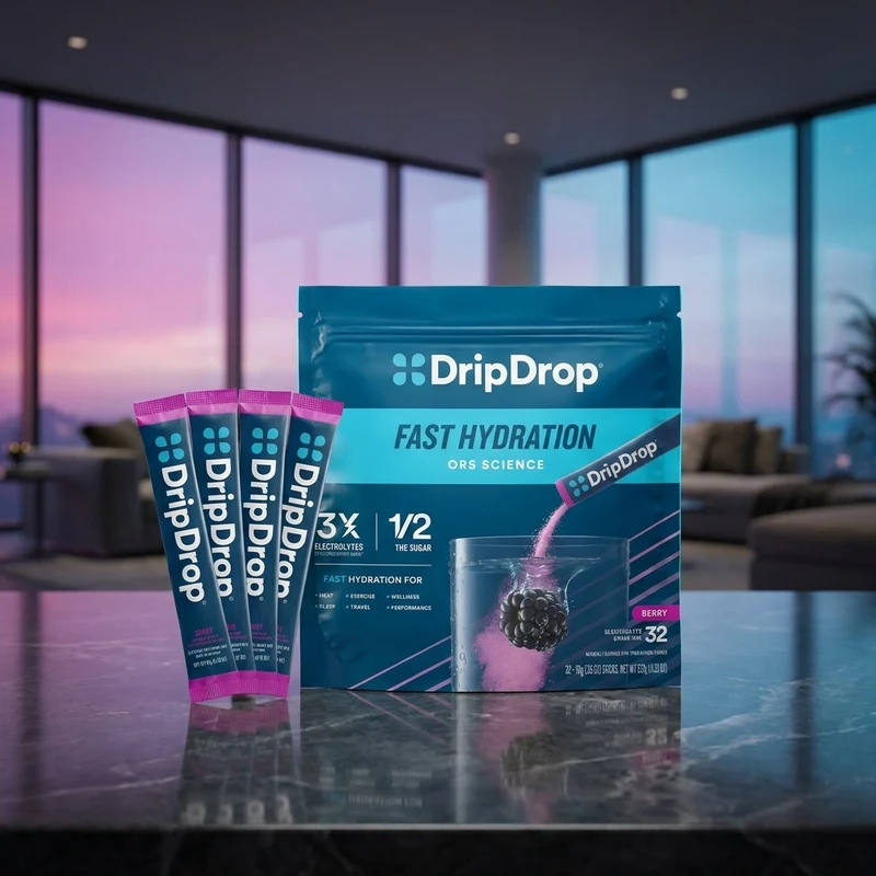 DripDrop ORS Electrolyte Hydration Berry sticks — from the Amazon listing