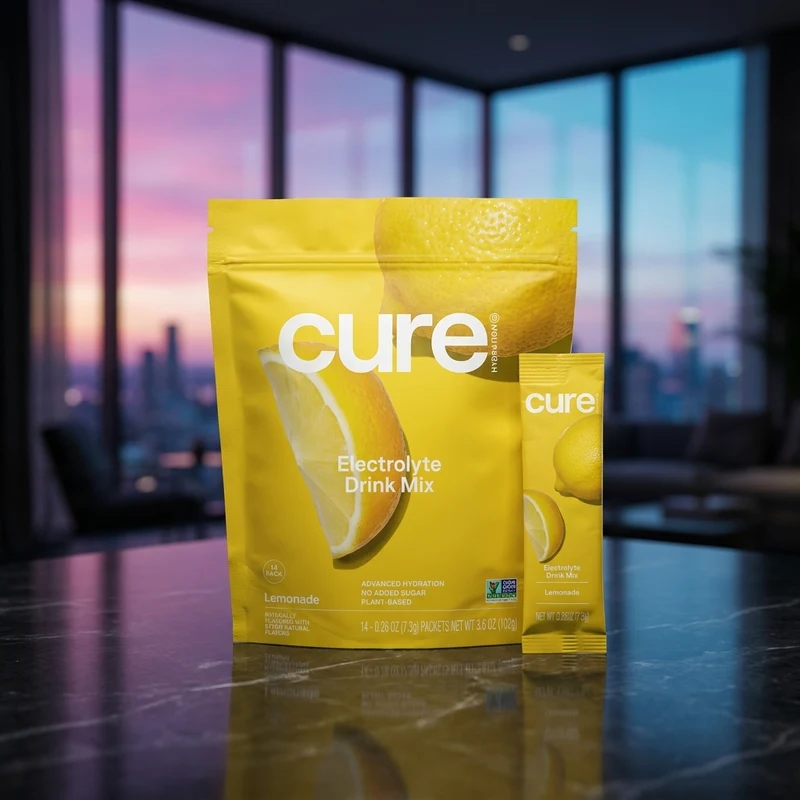 Cure Hydration Lemonade electrolyte mix packets — from the Amazon listing