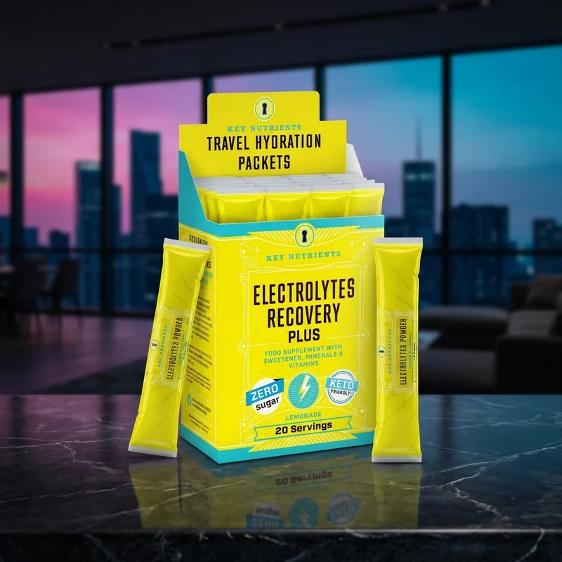 Key Nutrients Electrolyte Recovery Plus Refreshing Lemonade packets — from the Amazon listing