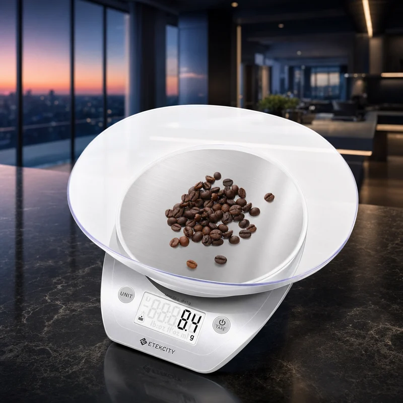 Etekcity 0.1g digital food kitchen scale with stainless steel platform and detachable bowl, silver — from Amazon listing