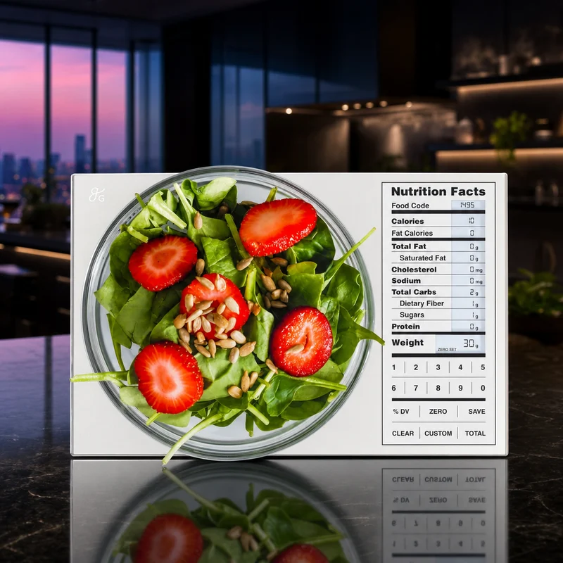 Greater Goods Nourish nutrition food scale with glass platform and nutrition-label display, silver — from Amazon listing
