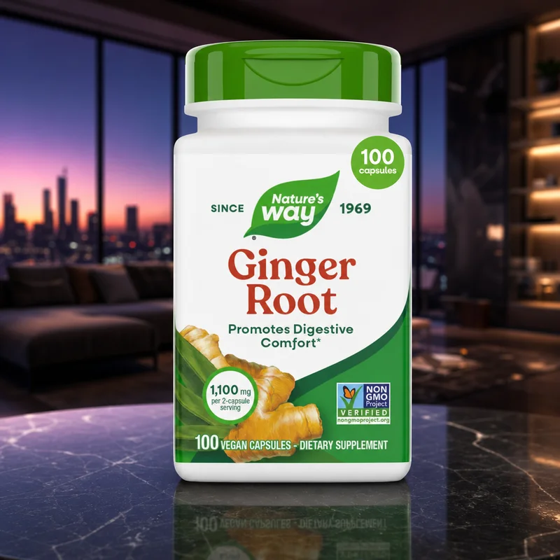 Ginger Root Capsules, 1100 mg per 2-Capsule Serving, 100 Count