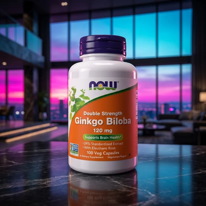 NOW Foods Ginkgo Biloba 120 mg Double Strength, 100 veg capsules — 24% flavone glycosides / 6% terpene lactones