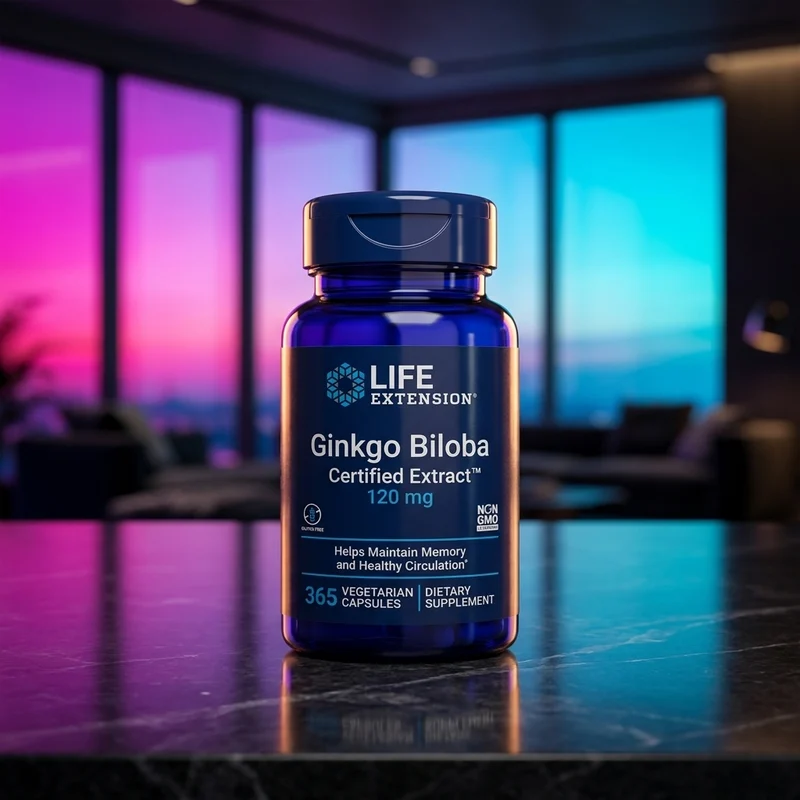 Life Extension Ginkgo Biloba Certified Extract 120 mg, 365 capsules — bottle from Amazon listing