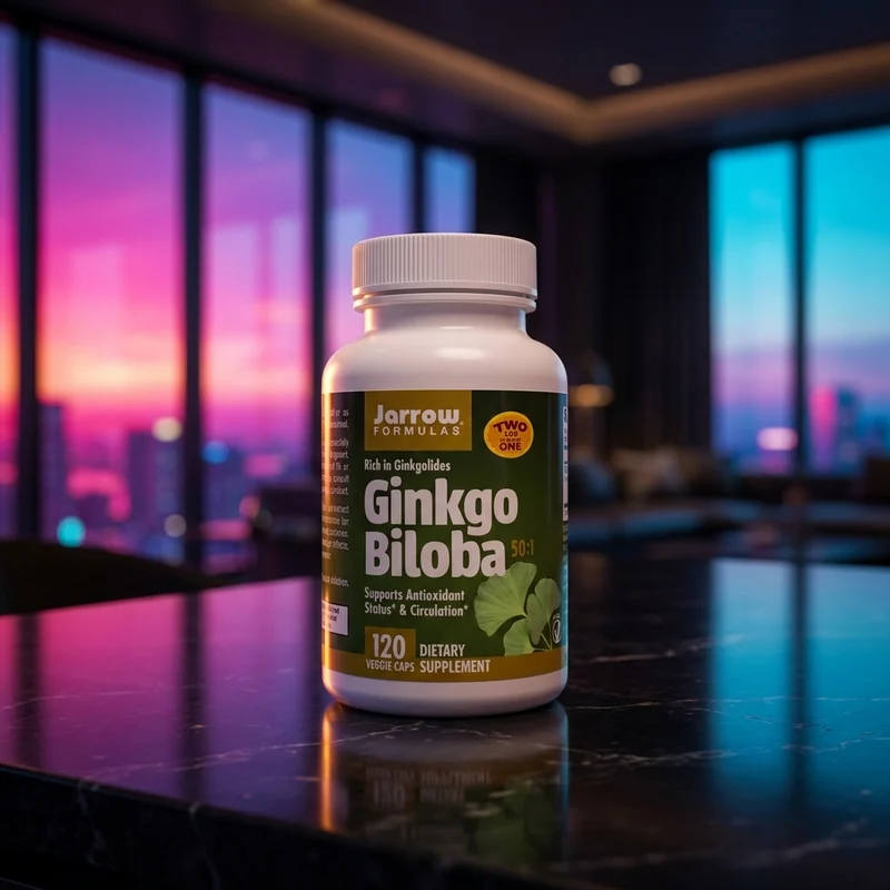 Jarrow Formulas Ginkgo Biloba 50:1 extract, 60 mg, 120 veg capsules — bottle from Amazon listing