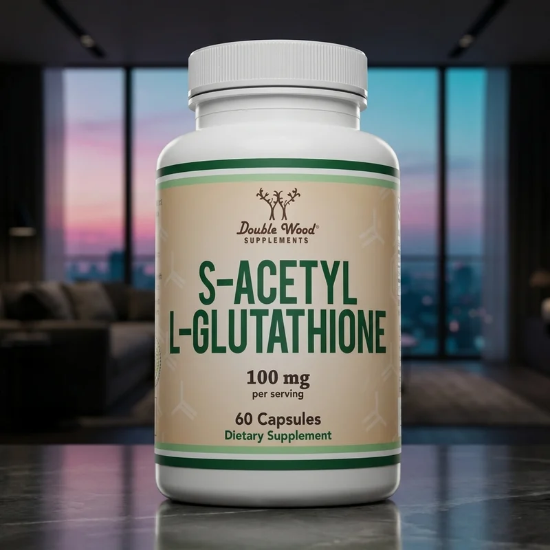 Double Wood S-Acetyl L-Glutathione 100 mg, 60 capsules — bottle from the brand listing