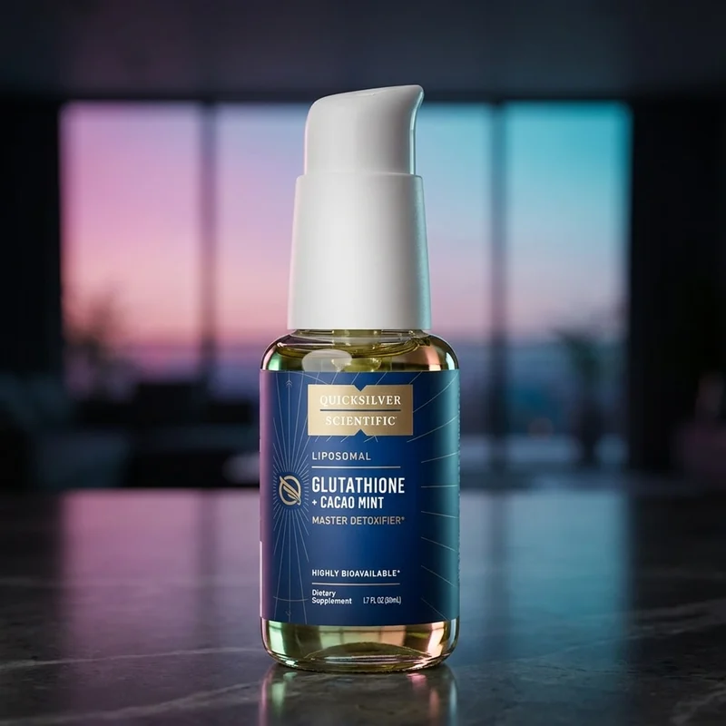 Quicksilver Scientific Liposomal Glutathione Cacao Mint, 1.7 fl oz liquid — bottle from the brand listing