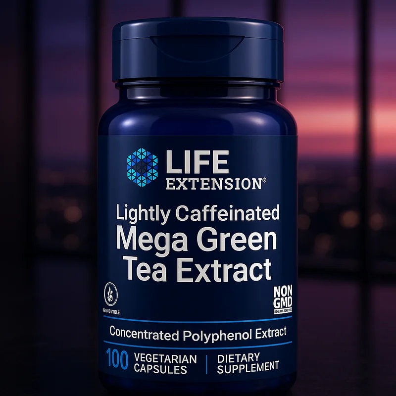 Life Extension Lightly Caffeinated Mega Green Tea Extract, 100 vegetarian capsules — from Amazon listing