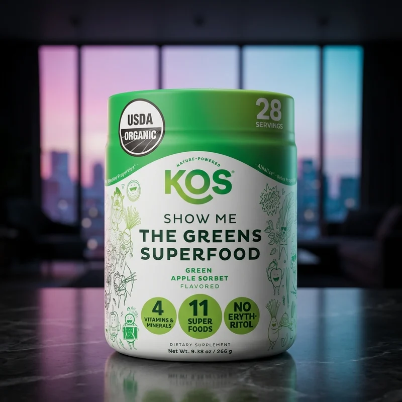 KOS Organic Super Greens (Show Me the Greens), Apple — from the Amazon listing
