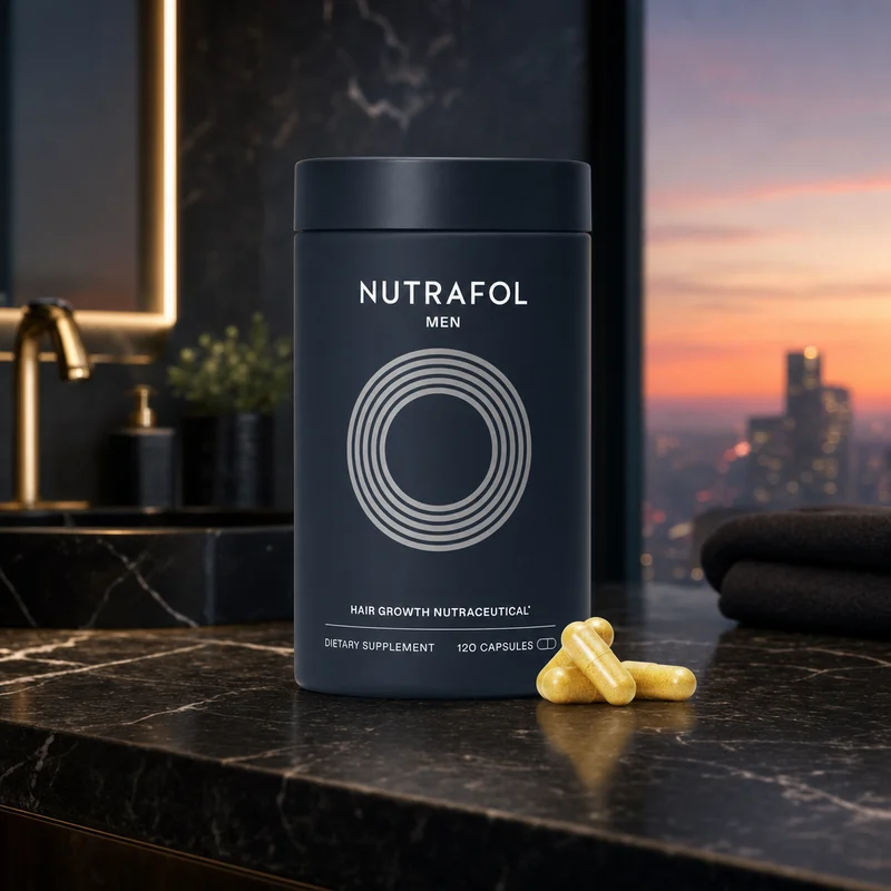 Nutrafol Men Hair Growth Supplement, 120-capsule bottle, one-month supply — from Amazon listing