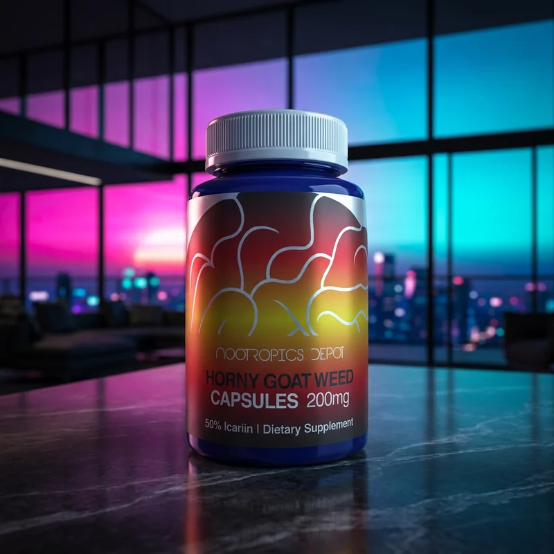Nootropics Depot Horny Goat Weed Capsules, minimum 50% icariin 200 mg, 90-capsule bottle — Amazon listing photo