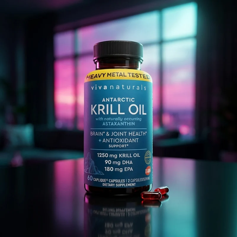 Viva Naturals Antarctic Krill Oil 1250 mg, 60 Caplique capsules — bottle