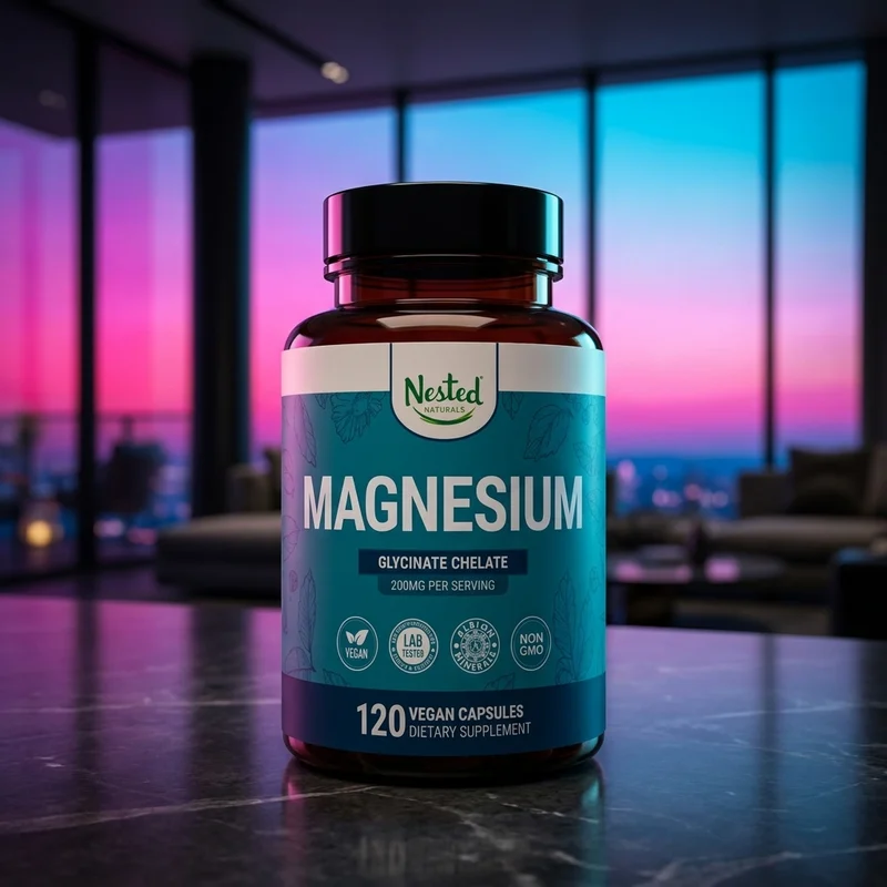 Nested Naturals Magnesium Glycinate Chelate, 120 vegan capsules — bottle from Amazon listing
