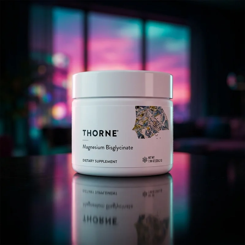 Thorne Magnesium Bisglycinate powder, 60 servings — tub from Amazon listing