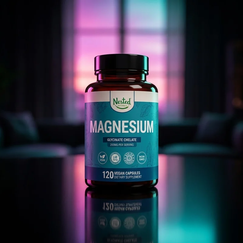 Nested Naturals Magnesium Glycinate Chelate, 120 vegan capsules — bottle from Amazon listing